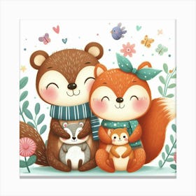 Cute Squirrels Canvas Print