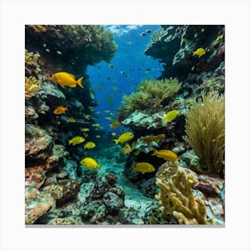 Default Various Beautiful Fish Seen From Inside The Sea At The 0 Canvas Print