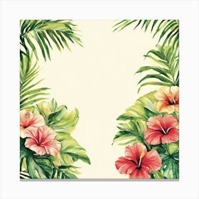 Watercolor Tropical Flowers Art Canvas Print