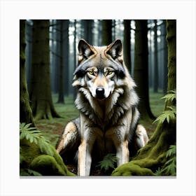 Wolf In The Forest 49 Canvas Print