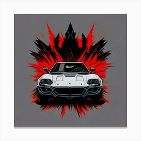 Car Red Artwork Of Graphic Design Flat (175) Canvas Print