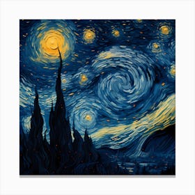 Nebula Nectar: Paintbrush Symphony in Starry Night Canvas Print