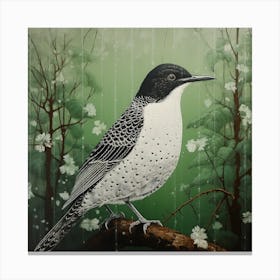 Ohara Koson Inspired Bird Painting Cuckoo 4 Square Canvas Print