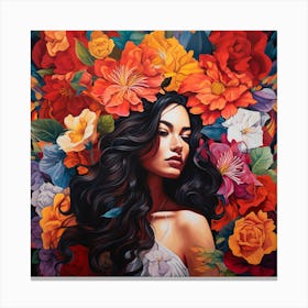 Lady With Flowers Canvas Print