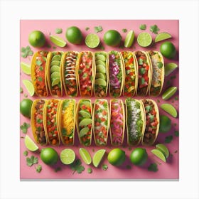 Tacos On Pink Background Canvas Print