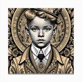 Ornate Black And White Excessively Detailed Engr Canvas Print