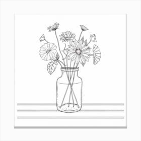 Flower Jars Line Art Print Painting Canvas Print