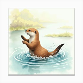 Otter In The Water 1 Canvas Print