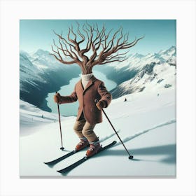 Tree On Skis Canvas Print