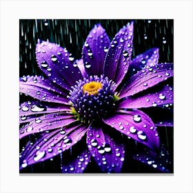 Purple Flower In The Rain Canvas Print