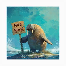 Walrus Offers Free Hugs Canvas Print