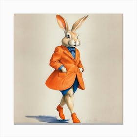 Rabbit In Orange Suit 1 Canvas Print