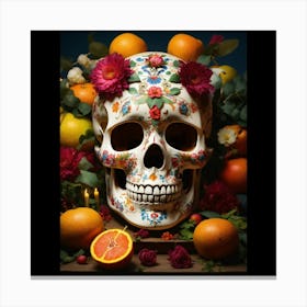 Stunning Still Life Photo Render Of A Mexican Skul (1) Canvas Print