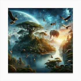 Elephants In The Jungle Canvas Print