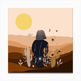 Girl In The Desert Canvas Print