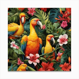 Tropical Parrots Canvas Print