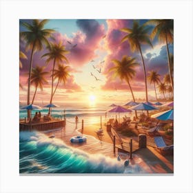 Sunset At The Beach Canvas Print