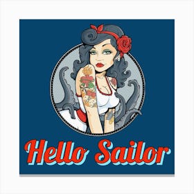 Hello Sailor Pinup Tattoo Canvas Print