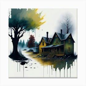 Colored House Ink Painting (14) Canvas Print