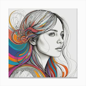 Portrait Of A Woman With Colorful Hair 1 Canvas Print