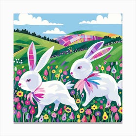 Rabbits In The Meadow Canvas Print