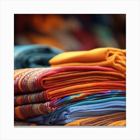 Colorful Textiles In A Market Canvas Print