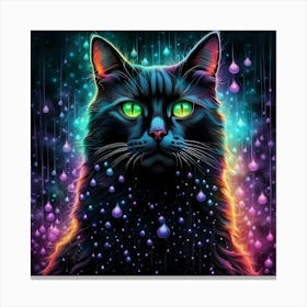 Black Cat With Green Eyes Canvas Print