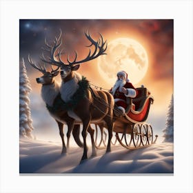 Santa Claus sleigh riding Canvas Print