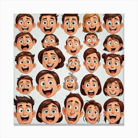 Cartoon Faces Set 1 Canvas Print