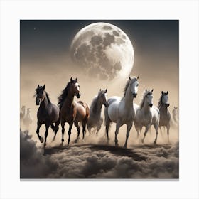 Big moon with famous horses Canvas Print