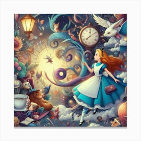 Illustration of Alice in Wonderland Canvas Print