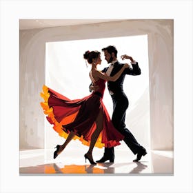 Couple Dancing Tango Canvas Print