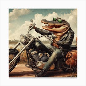 Alligator On A Motorcycle 1 Canvas Print