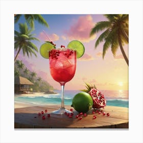 Tropical Cocktail On The Beach 1 Canvas Print