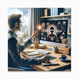 Man Working On Computer Canvas Print