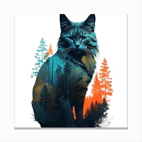 Cute Cat In The Forest Canvas Print