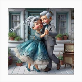 Old Couple Dancing Canvas Print