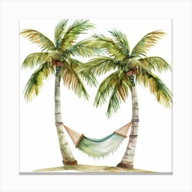 Palm Trees And Hammock 2 Canvas Print