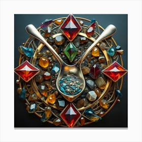 Logo made of gemstones extracted with a tablespoon. 16 Canvas Print