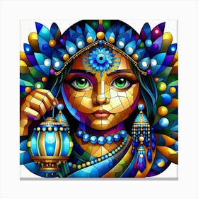 Woman Holding A Lantern Canvas Print