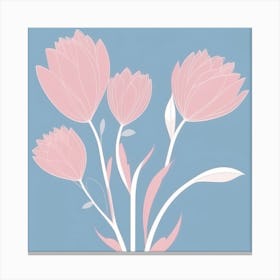 A White And Pink Flower In Minimalist Style Square Composition 62 Canvas Print