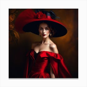 Victorian Woman In Red Dress 9 Canvas Print