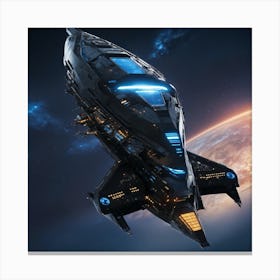 Entire Black Spaceship (5) Canvas Print