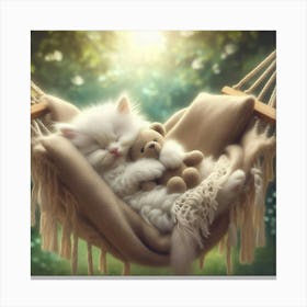 Teddy Bear Sleeping In Hammock 1 Canvas Print