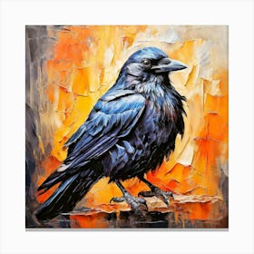 Crow painting in oil paint 2 Canvas Print