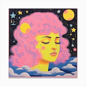 Surreal Space Girl Portrait, Candy Colours Canvas Print