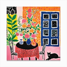 Cat At The Table 2 Canvas Print
