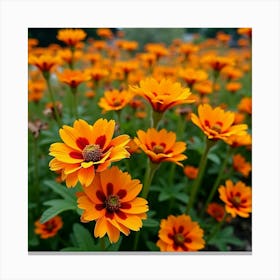 A Lush Garden Filled With Bright, Cheerful Nasturtiums Canvas Print