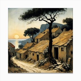 Village At Sunset 4 Canvas Print