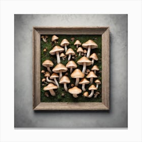 Framed Mushrooms Canvas Print